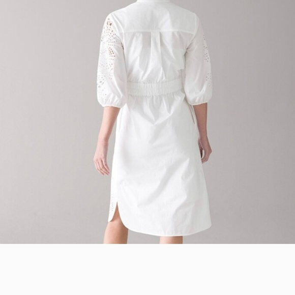 White House Black Market White LS Poplin Shirtdress With Cutouts Size 10 NWT - Picture 3 of 12
